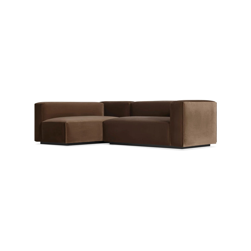 Petit canapé modulaire Cleon, Mélange de polyester café velours, Face à la droite