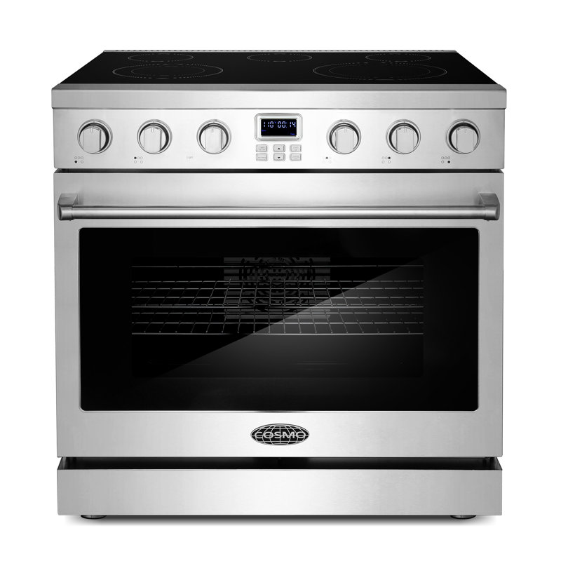 Cosmo 36 in. Haven Collection 6.1 cu. ft. Electric Ceramic Glass Range, 5 Burner Elements, Convection Oven, Stainless Steel