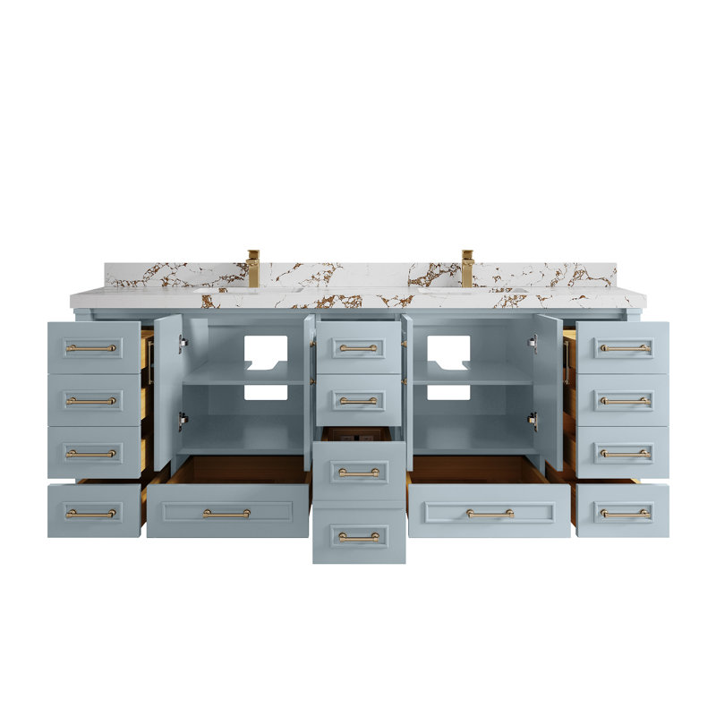 Aberdeen X P 22 po De meuble-lavabo double D Quartz, Bleu, Brun Viola