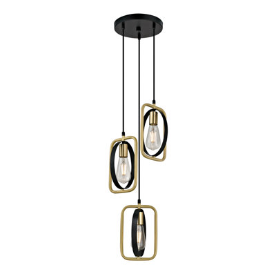 Luminaire suspendu géométrique 3 lumières grappe Huckaby