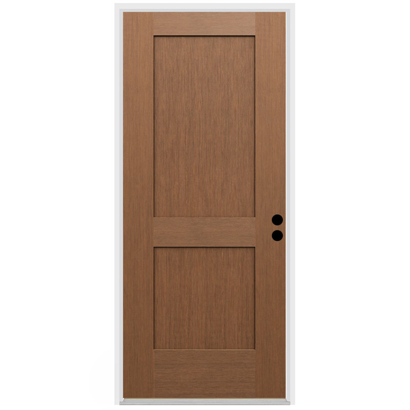 Porte extérieure à 2 panneaux en fibre de verre sapin avec poignées de 4-9 / 16 po, S'ouvre à gauche vers l'intérieur