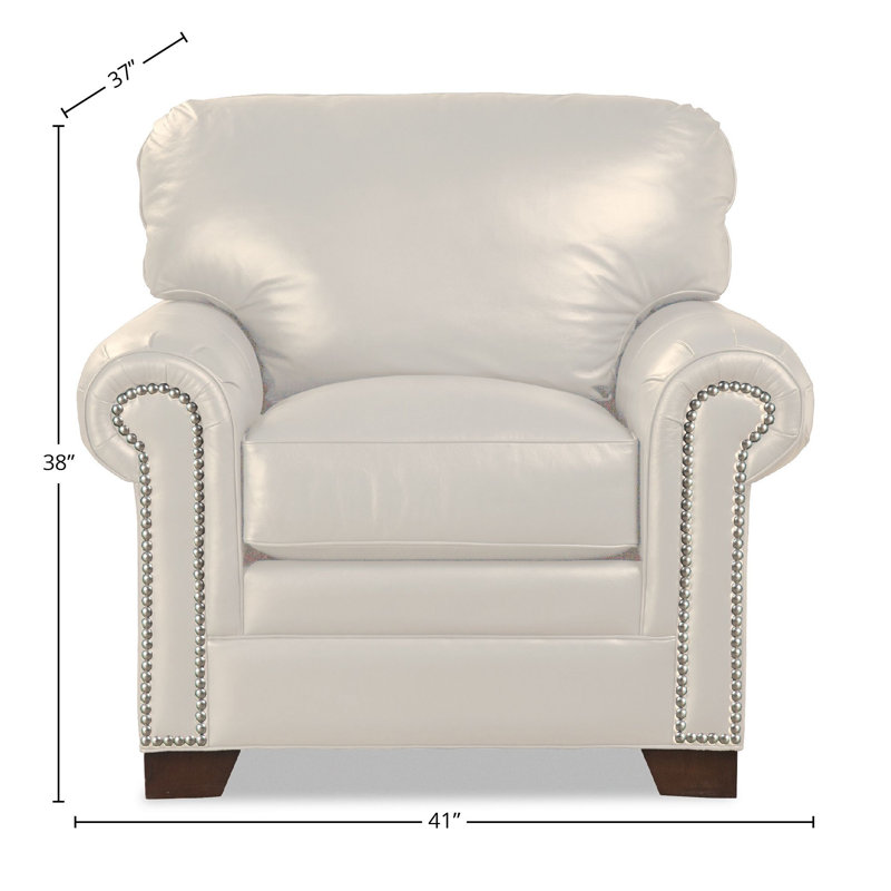 Fauteuil Niyan conforme à la norme CAL117 de 41 po de largeur, Cuir véritable crème