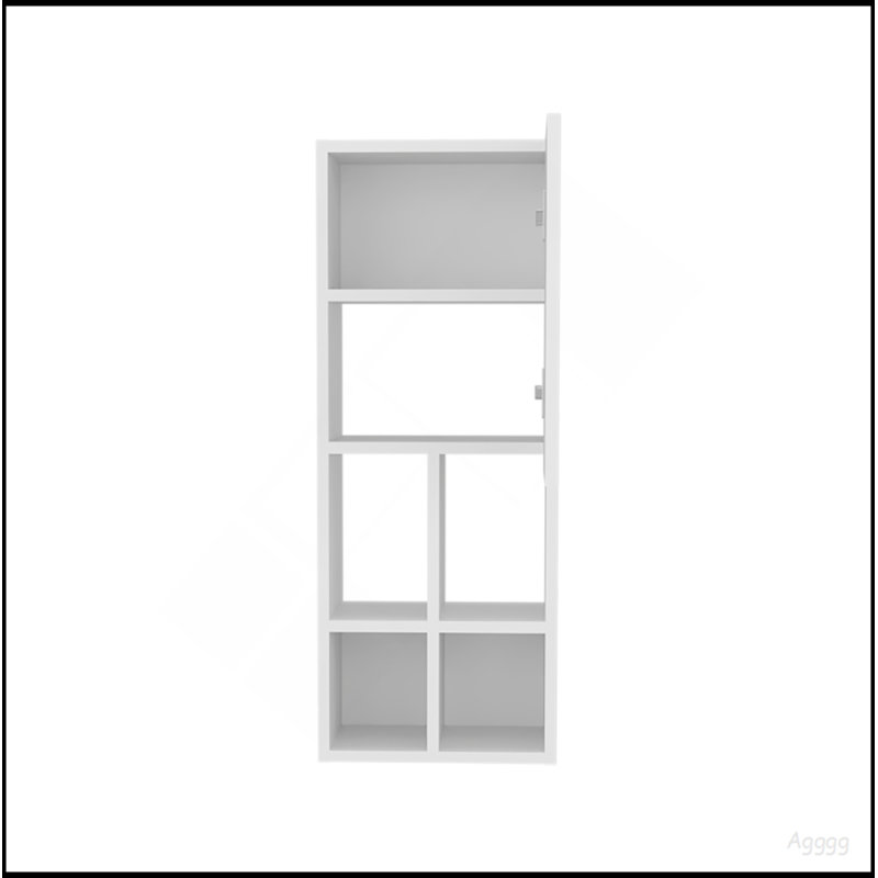 Armoire murale avec lavabo, 1 porte, 5 tablettes, blanc