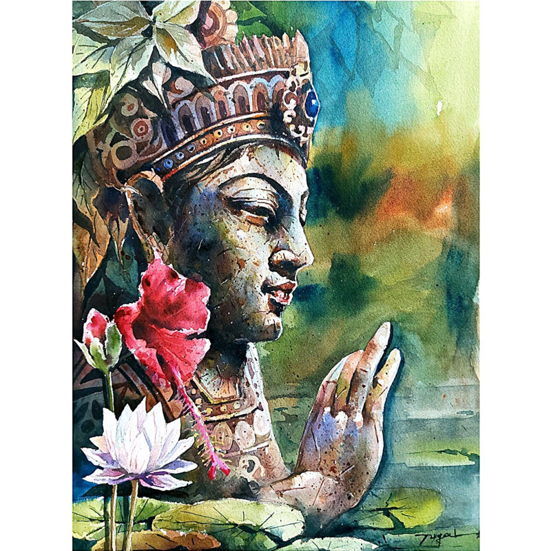 Illustration de Bouddha - par Jugal Sarkar | Aquarelle | Peinture murale décorative