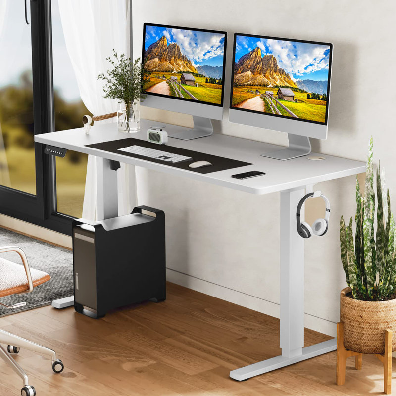 Koree Standing & Height-Adjustable Desks, White, 46.46'' H x 40'' W x 23.62'' D