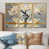 Toile avec cadre flottant or