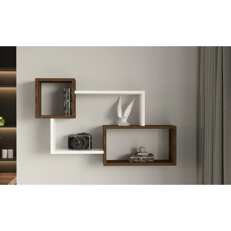Tablette décorative 6 pièces, Blanc / Noyer