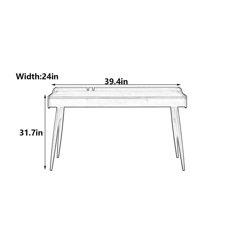 Bureau en bois massif avec tiroir Nordic, H 31,7 po x l 39,4 po x P 24 po