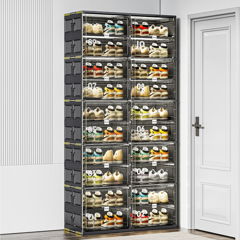 Range-chaussures pliable, grande armoire à chaussures avec portes magnétiques, 10