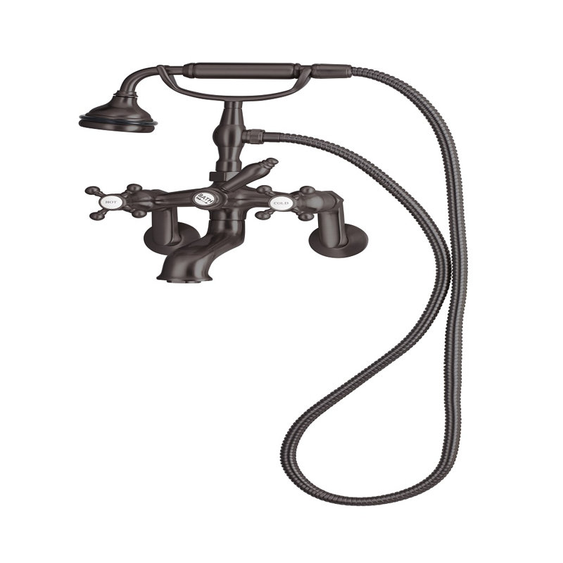2 Handle Bathroom Clawfoot Tub Faucet with Diverter, Antique Bronze