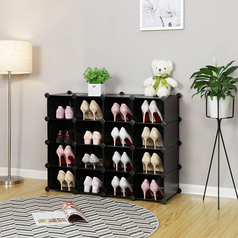 Range-chaussures empilable pour 16 paires, Noir