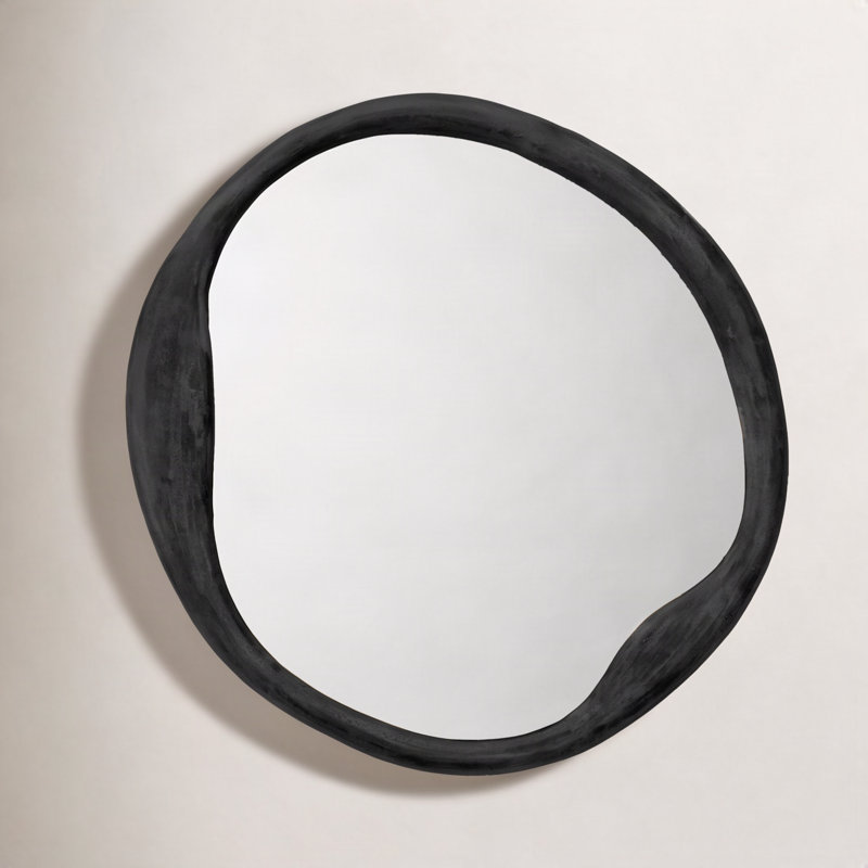 Organic Aluminum, Manufactured Wood Irregular Mirror, Black