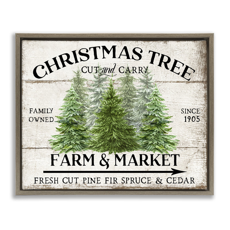 «Farm & Market Christmas», art mural sur toile par Creatif Belle, 21 x 17, Cadre flottant orme Montalcino