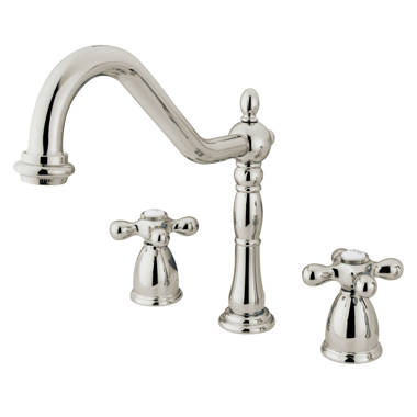 Kingston Brass Classic 8 in. Widespread 2-Handle High-Arc Bathroom Faucet  in Satin Brass