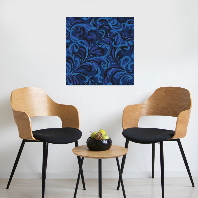 Art contemporain, art abstrait rétro, Bleu, H 24 po x l 24 po