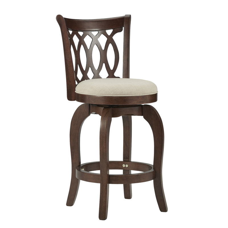 Alyn Swivel Counter Height Chair, Counter Stool (24" Seat Height), Cherry, Beige