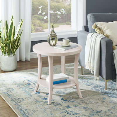 Perth Round Wood End Table with Open Storage Shelf