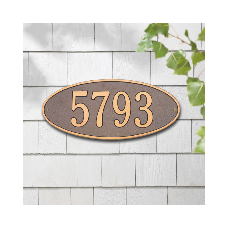Madison 1-Line Wall Address Plaque, Yes, Pewter and Silver