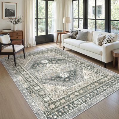 Malaika Machine-Washable Non-Slip Medallion Area Rug