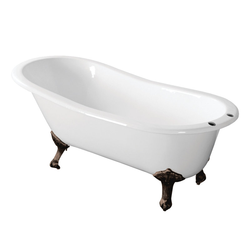 Kingston Brass Aqua Eden 67-Inch Cast Iron Oval Single Slipper Clawfoot Tub (7-Inch Faucet Drillings), Oil Rubbed Bronze