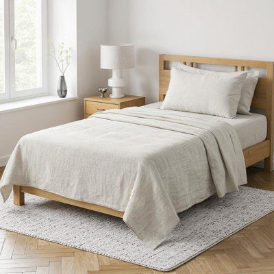 Light Gray Linen Twin Flat Sheet