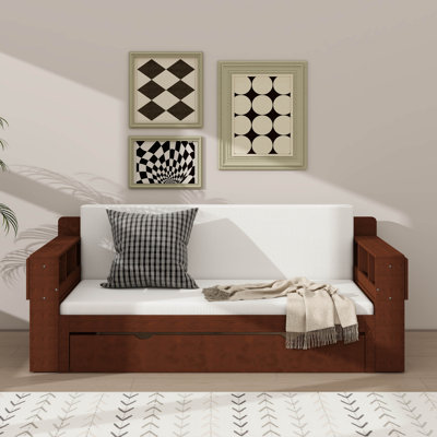 Queen Size Daybed Featuring A Detachable Desk - Includes Storage Drawers And A Hydraulic Side Table