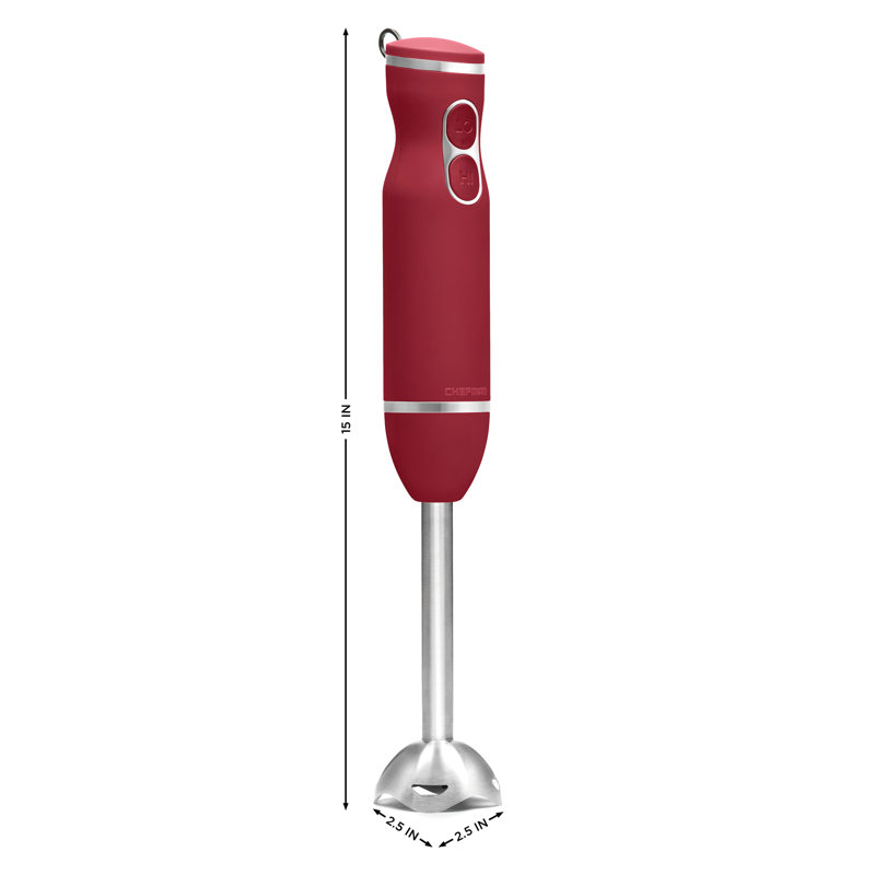 Mélangeur à main avec pales en acier inoxydable Chefman, Rouge
