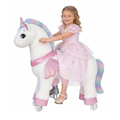 Ride On Unicorn Jouets pour enfants, Ride On Toy pour les filles de 6 à adulte, 42,5 po de hauteur, équitation, marche mécanique, peluche, sans batterie ni électricité, charge maximale: 187 lb