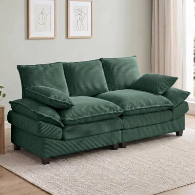 Canapé Ross 83 po Cloud, causeuse double en velours côtelé, causeuse 2 places 800 LBS pour salon, chambre, bureau, petit espace