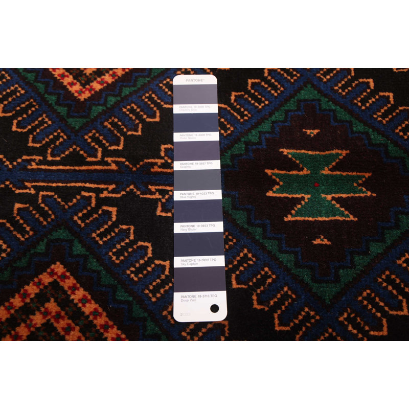 Tapis bleu marine Teimani 3 pi 6 po x 6 pi 3 po