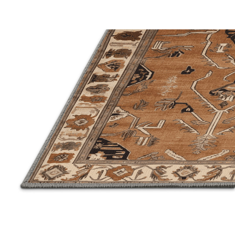 Tapis brun lavable à la machine, Rond 4 pi