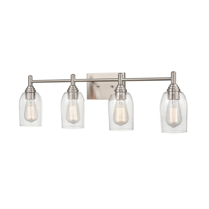4 lumières 30,875 po à 4 lumières Éclairage pour meuble-lavabo de salle de bain, Nickel brossé