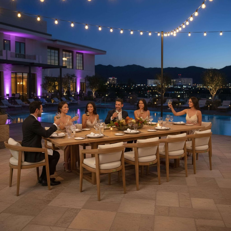 Toscana Outdoor 11 - Piece Teak Dining Set with Cushions