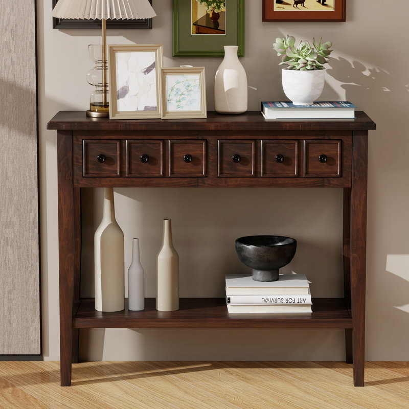 Calila 38.2'' Console Table Entryway Table with 2 Drawers for Entryways, Living Rooms, and Hallways, Espresso