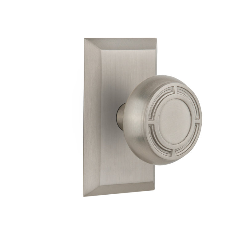 Studio Plate with Mission Door Knob, 2-3/4”, Satin Nickel