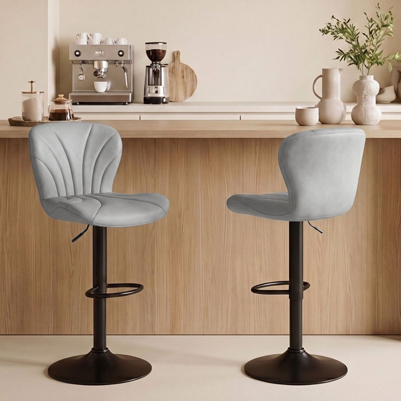 Tabourets de bar pivotants réglables, chaises de comptoir modernes en cuir synthétique avec dossier et repose-pieds pour îlot de cuisine