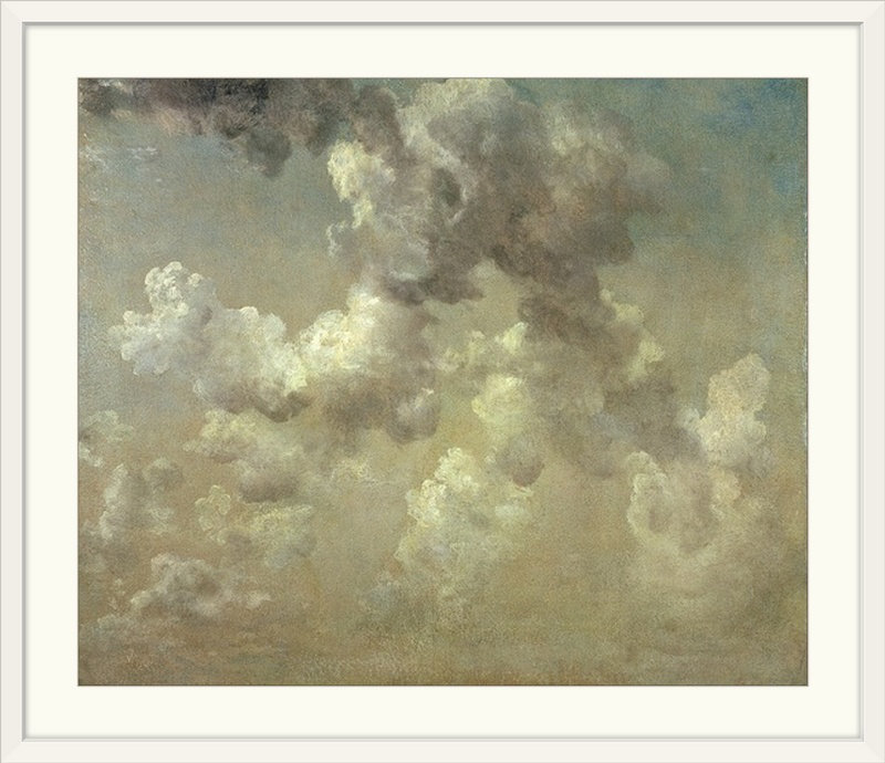 «Study of Clouds» par John Constable, reproduction d'art, H 32 po x l 38 po x P 1 po, Cadre blanc