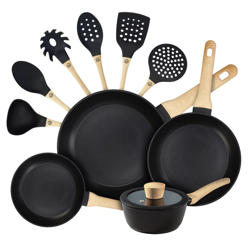 Ensemble de batterie de cuisine 11 pièces, casserole, poêles à frire et ustensiles