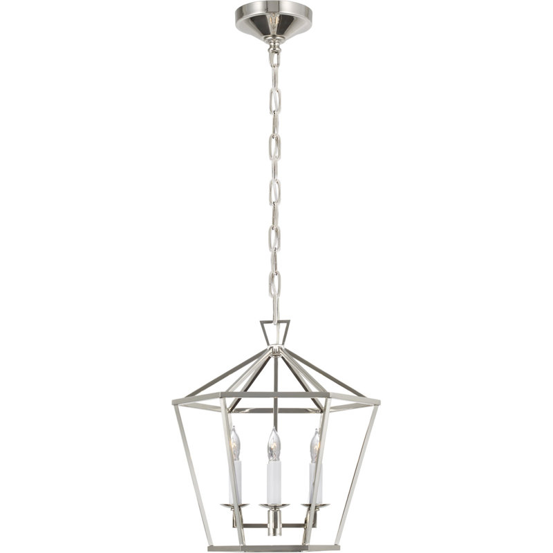 Chapman & Myers Darlana Small Hexagonal Lantern, 29" H x 26" W x 26" D, Polished Nickel