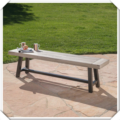Banc de salle à manger en bois d'acacia au fini sablé, cadre en métal rustique, pratique, polyvalent et durable