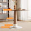 Round Dining Table, 120cm Solid Wood in Walnut with Silver Metal Base
