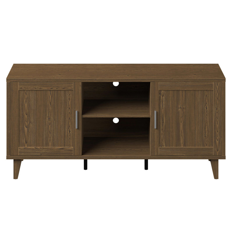 Console de 60 po avec fini noyer classique pour téléviseur de 65 po ou moins, encastré et stratifié