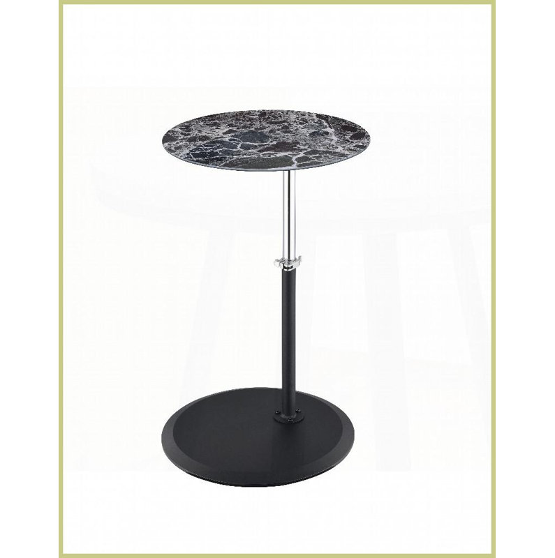Table basse réglable en hauteur en verre de marbre noir - 16 à 26 po de hauteur, peu encombrante pour le salon, Black