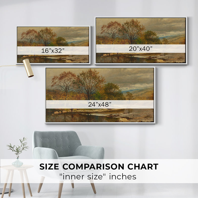 Série paysage - DCCXLIV - Toile tendue avec châssis encadré - Prêt à être accroché, H 25 po x l 49 po, Blanc