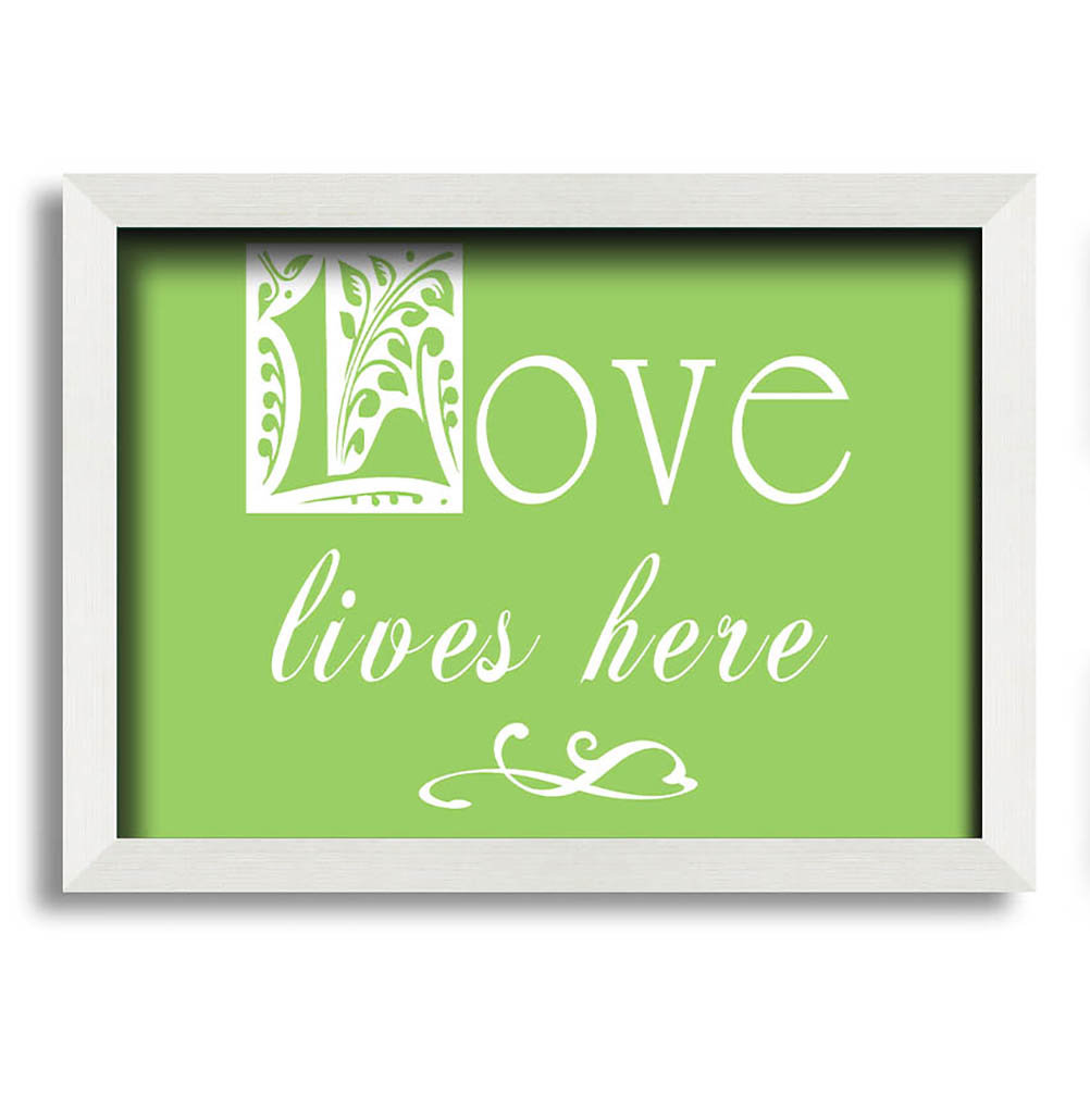 Love Quote Love Lives Here - Einzelne Bilderrahmen Kunstdrucke