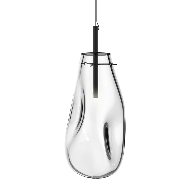 Liquid 1 - Light Satin Black Single Pendant, Clear, 22" H x 10.5" W x 10.5" D