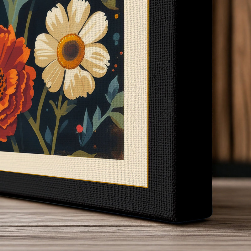 Blooming Florals Botanical - Wrapped Canvas, 30x20 - 76.2 x 50.8 cm, Black Border