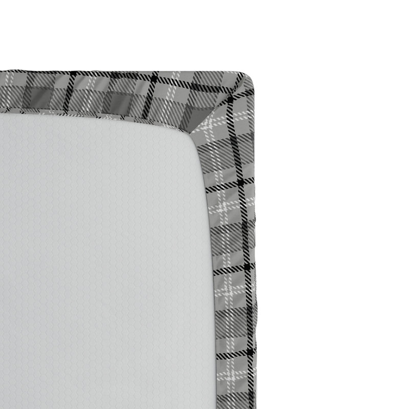 Microfiber Plaid Fitted Sheet, Gray Plaid, Full Fitted Sheet