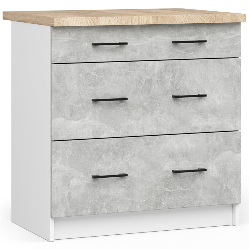 Oliwia kitchen base cabinet in white and stone gray