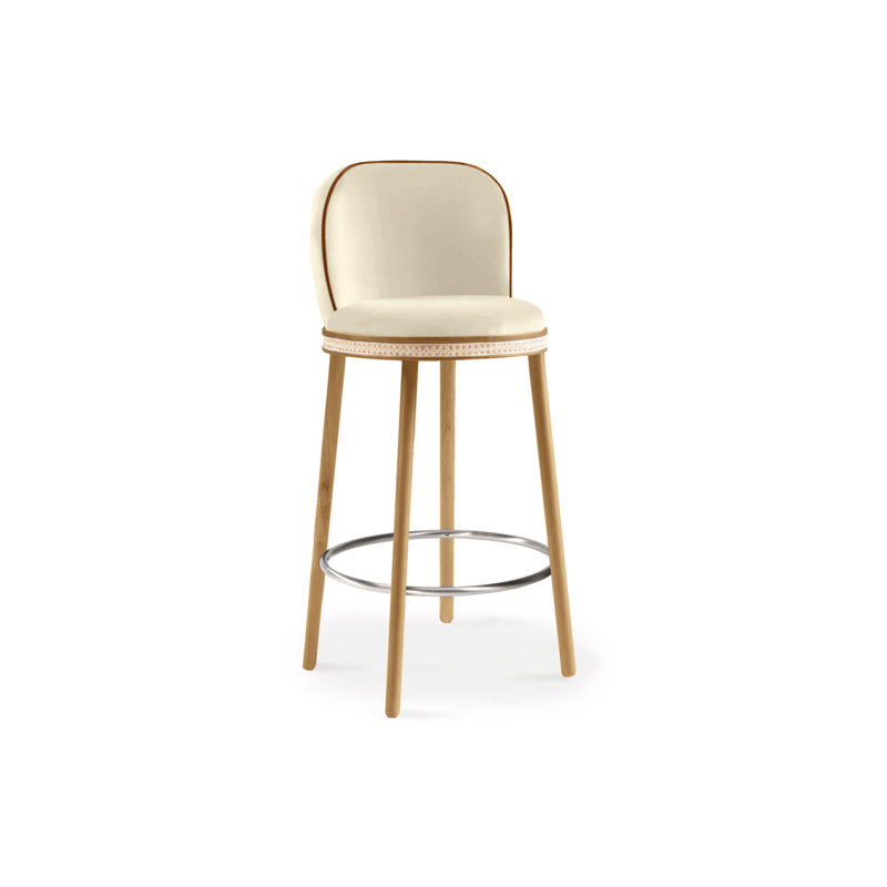 Alma Counter & Bar Stool, Polished Nickel, Nuage, Bar Stool (30" Seat Height)